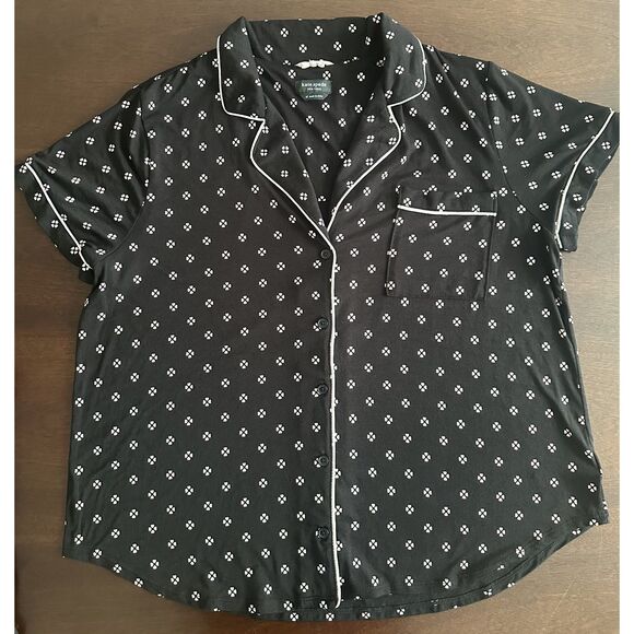 Kate Spade Pajama Set Black Light Pink Short Sleeve Modal Buttery Soft - Picture 3 of 11